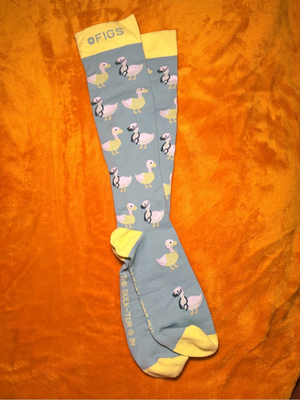 FIGS UNISEX compression socks. Yellow Duck Motif